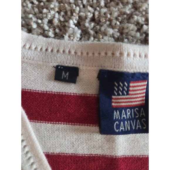 Sz Medium Marisa Canvas USA Flag Sweater 4th of July Cotton Patriotic 3/4 Sleeve - Picture 2 of 10